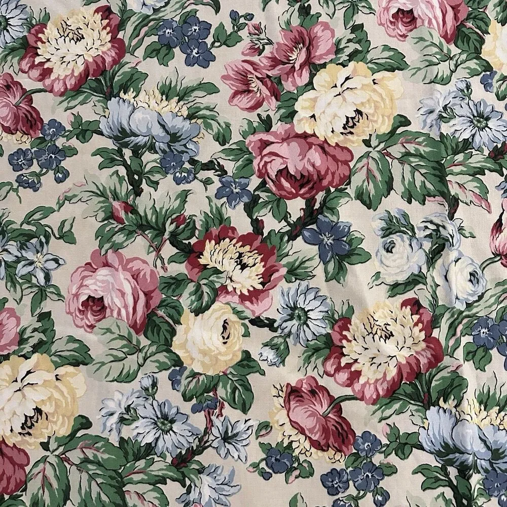 Ethan Allen Vintage Round Tablecloth Floral Pattern 76 inches